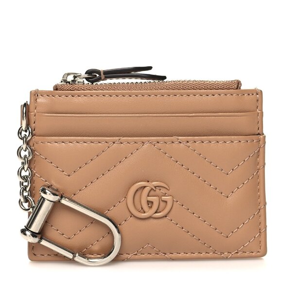 GUCCI Calfskin Matelasse Monochrome GG Marmont Key Case Card Holder Came… - Picture 1 of 7